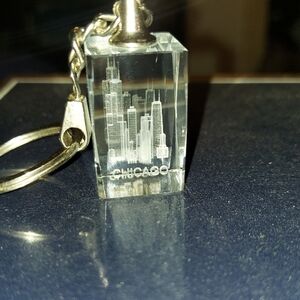Crystal Chicago Skyline Keychain - Clear & Silver